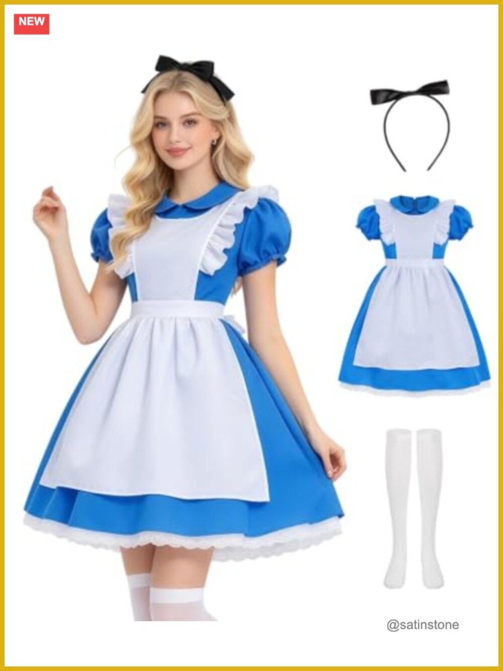 Women's Princess Costume Dress Set Headband Socks Cosplay Halloween